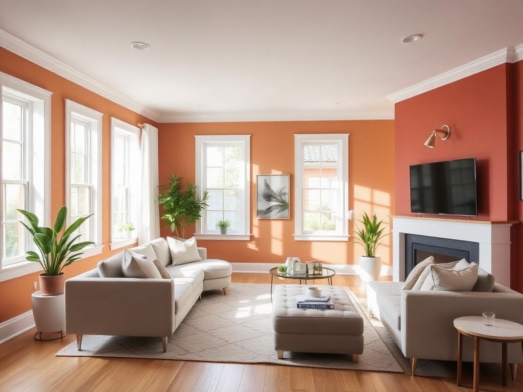 Bright, freshly painted living room interior